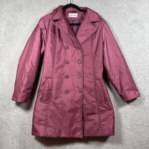 Vintage Bromleigh Coat Women16 Double Breasted Belted Retro Insulated Mauve Pink